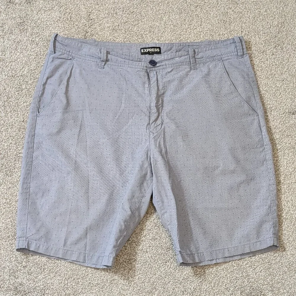 EXPRESS Blue Plaid Cotton, 10 Inch Men's Shorts; Size 36